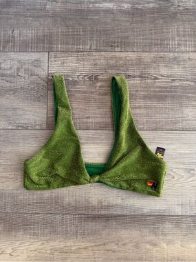 Aviator Nation Green sparkle bikini top